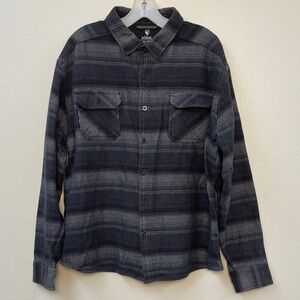 KUHL M XXL Gray Black Heavyweight Button Up 2Pocket Flannel Shirt Cotton Blend